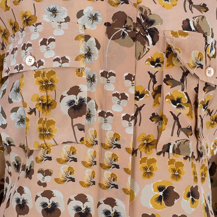 Pre Owned Gucci Pink Flower Print Top S