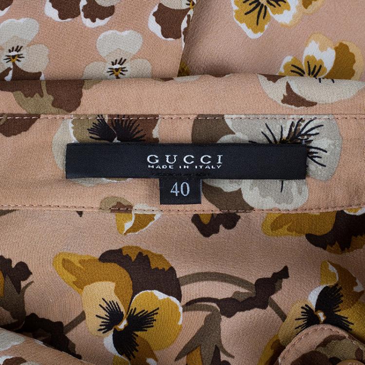 Pre Owned Gucci Pink Flower Print Top S