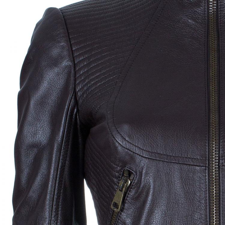 Pre Owned Gucci Brown Leather Jacket S