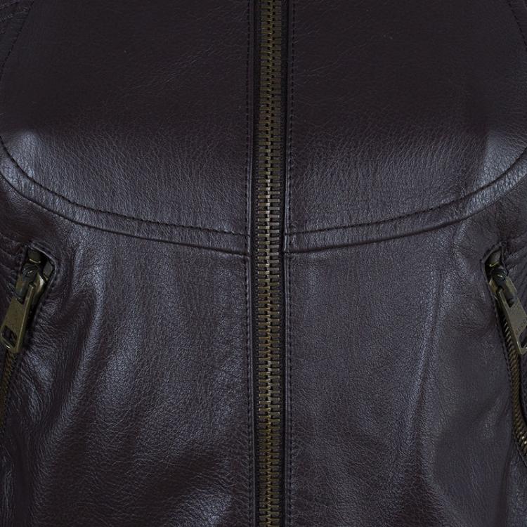 Pre Owned Gucci Brown Leather Jacket S