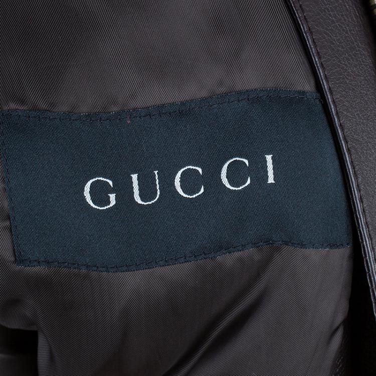 Pre Owned Gucci Brown Leather Jacket S