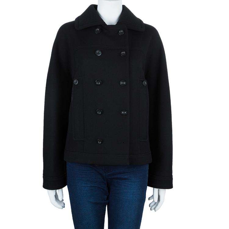 Pre Owned Gucci Black Wool Double Breasted Coat M