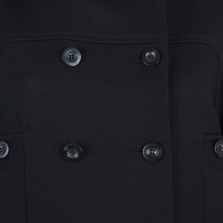 Pre Owned Gucci Black Wool Double Breasted Coat M