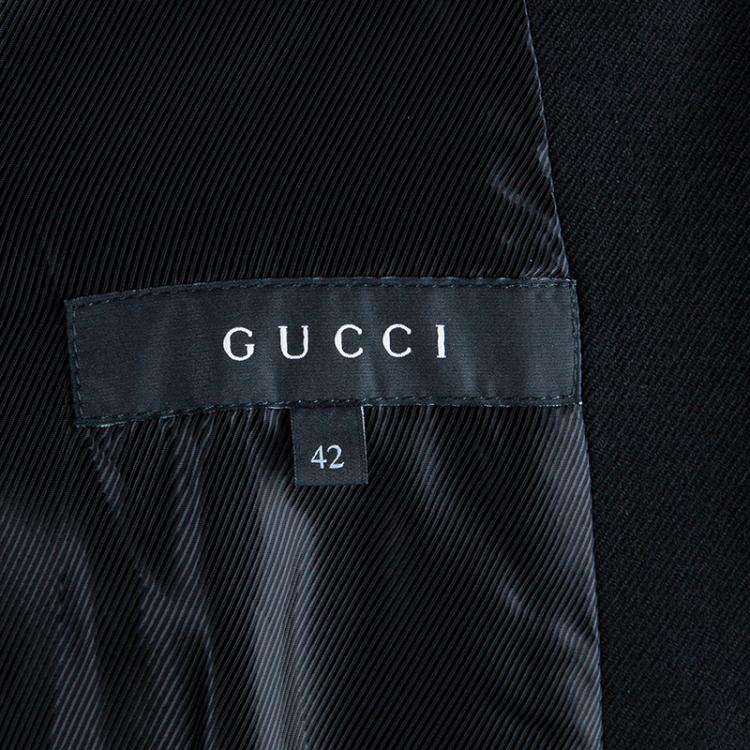 Pre Owned Gucci Black Wool Double Breasted Coat M