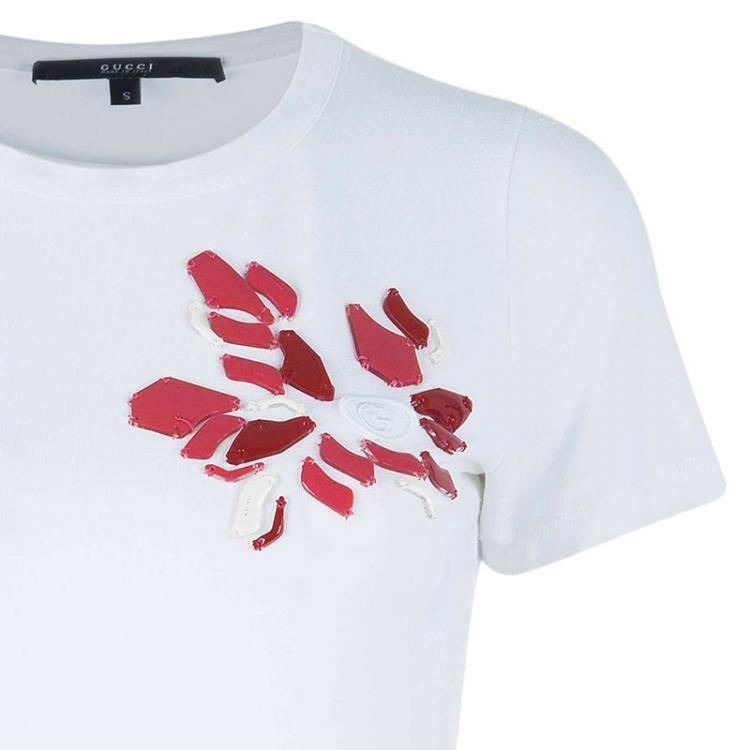 Pre Owned Gucci Embellished White T-Shirt S