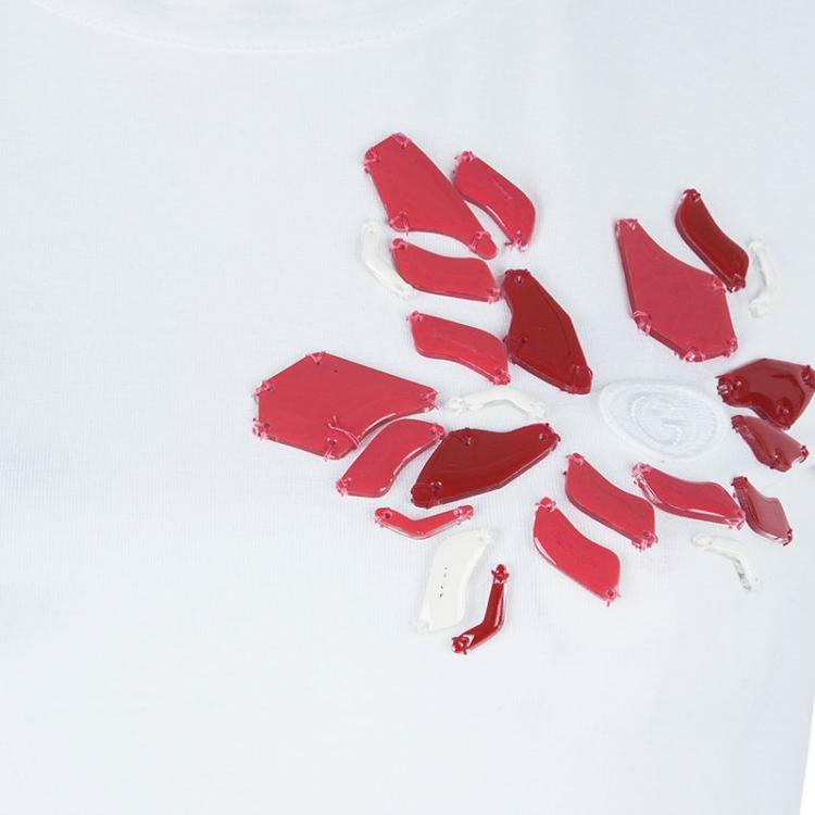Pre Owned Gucci Embellished White T-Shirt S