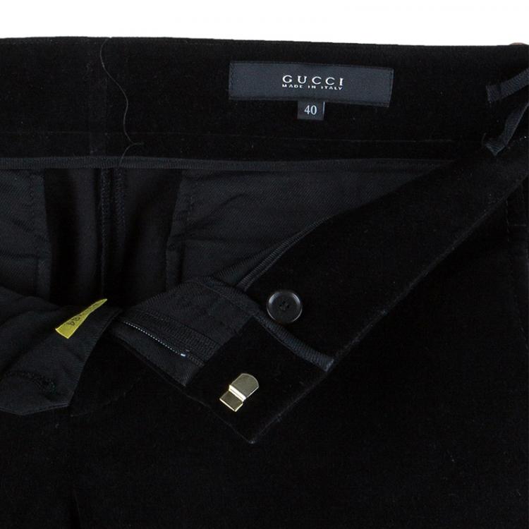 Pre Owned Gucci Black Velvet Flare Pants S
