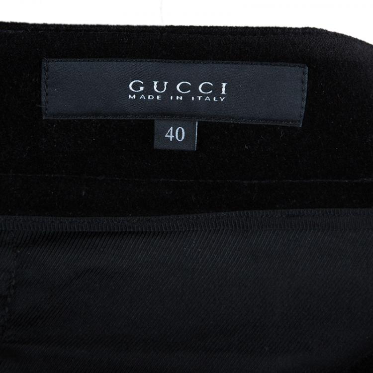 Pre Owned Gucci Black Velvet Flare Pants S