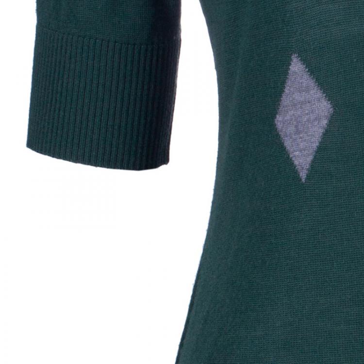 Pre Owned Gucci Green Cashmere Short Sleeve Polo Shirt M