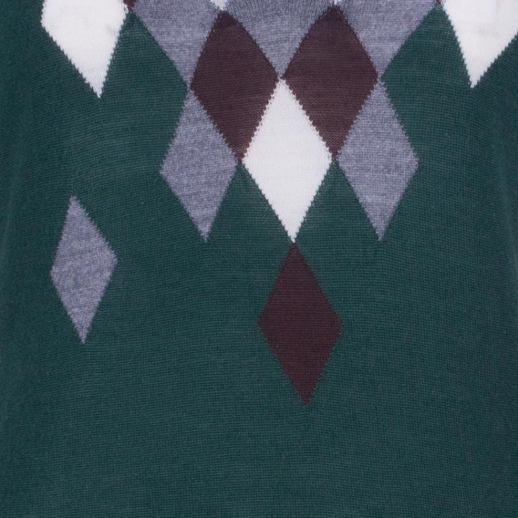 Pre Owned Gucci Green Cashmere Short Sleeve Polo Shirt M