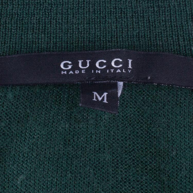Pre Owned Gucci Green Cashmere Short Sleeve Polo Shirt M