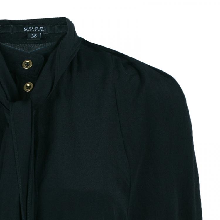 Pre Owned Gucci Black Silk Button Down Top S