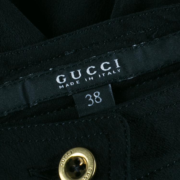 Pre Owned Gucci Black Silk Button Down Top S