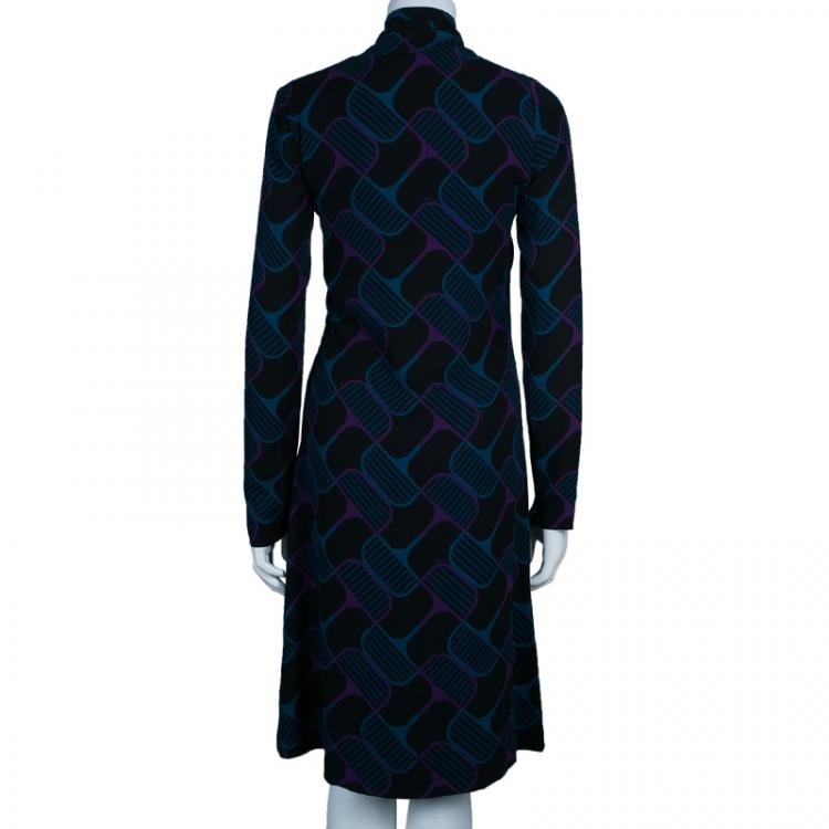 Pre Owned Gucci Abstract Print Full Sleeve Dress M