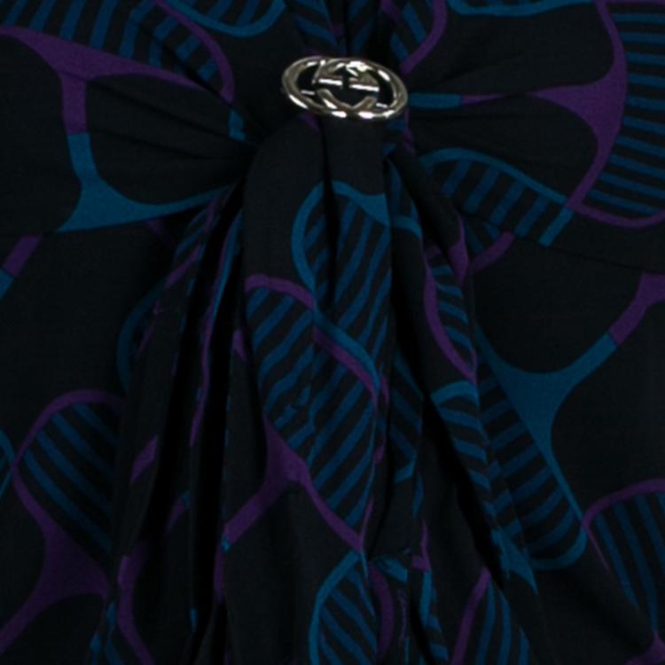 Pre Owned Gucci Abstract Print Full Sleeve Dress M