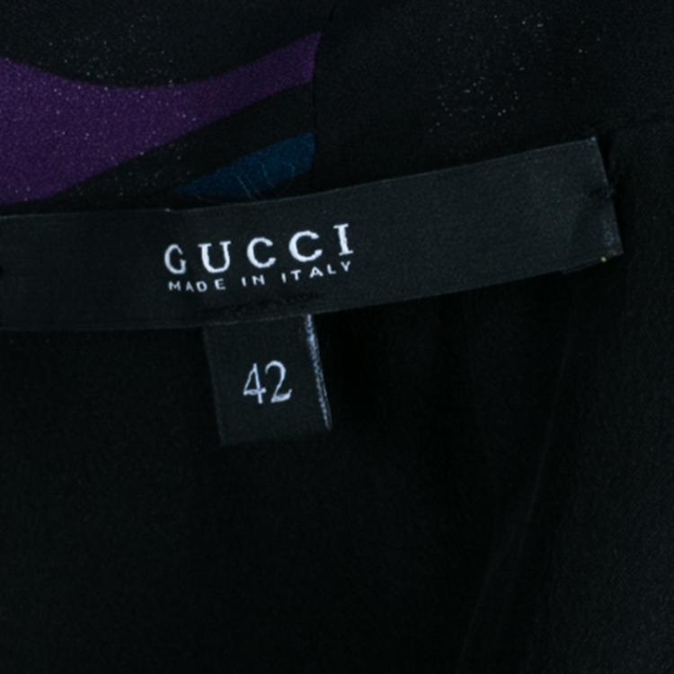 Pre Owned Gucci Abstract Print Full Sleeve Dress M