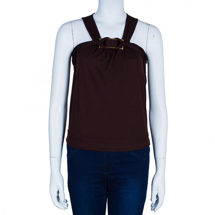 Pre Owned Gucci Brown Halterneck Top XS