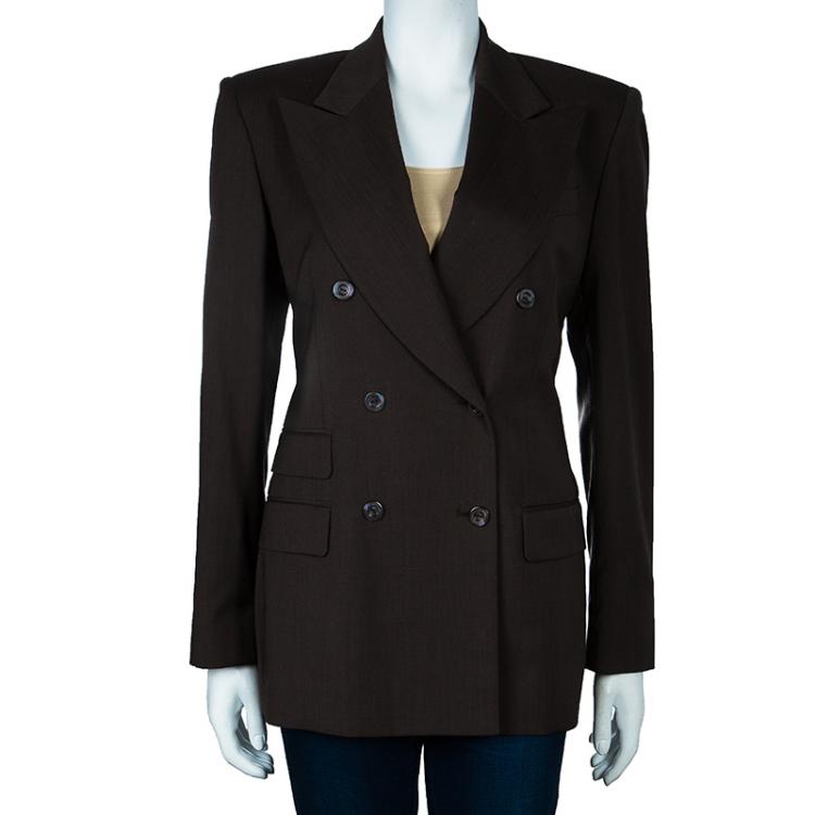 Pre Owned Gucci Grey/Brown Tailored Blazer M