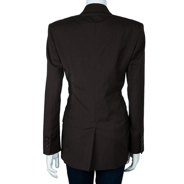 Pre Owned Gucci Grey/Brown Tailored Blazer M