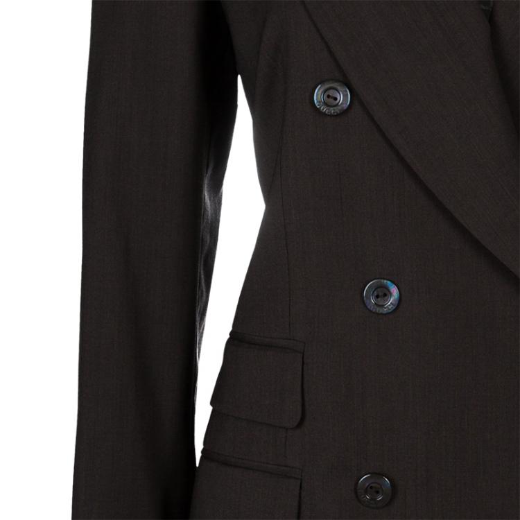 Pre Owned Gucci Grey/Brown Tailored Blazer M