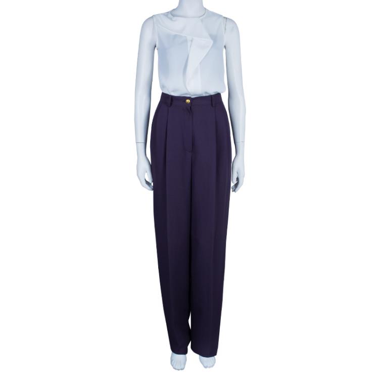 Pre Owned Gucci Purple Wide Leg Trousers M