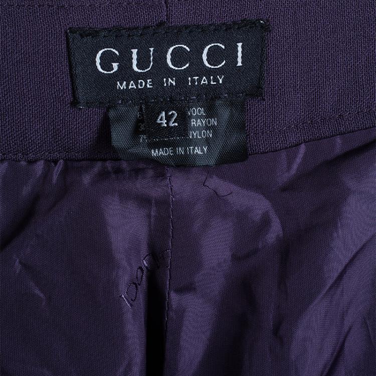 Pre Owned Gucci Purple Wide Leg Trousers M