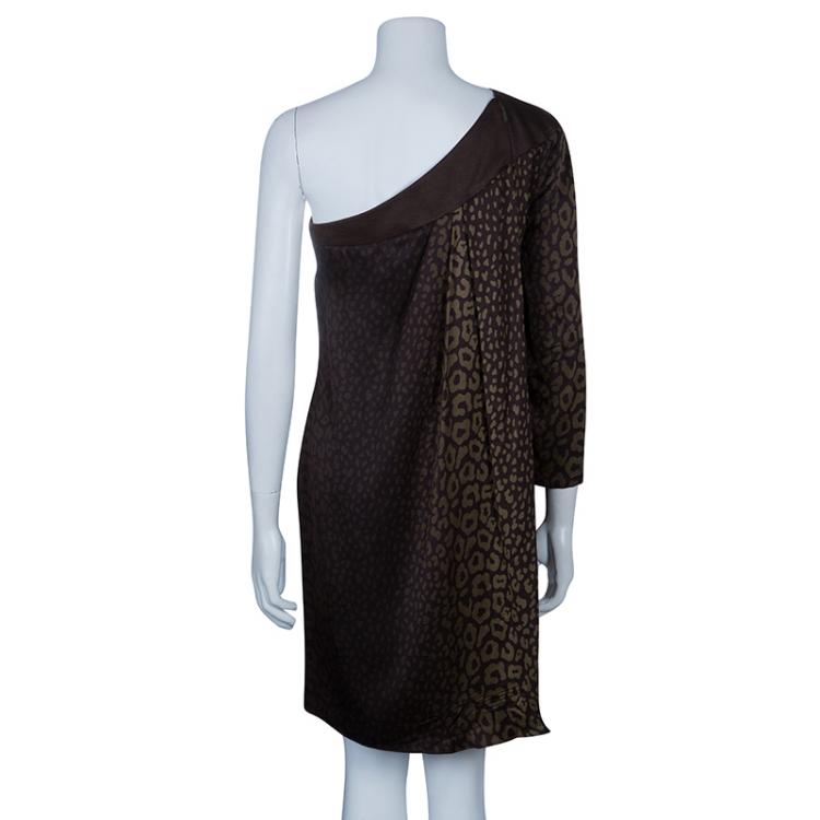 Pre Owned Gucci Green One Shoulder Dress M