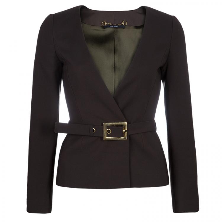 Gucci Olive Green Belted Blazer XS Gucci | The Luxury Closet