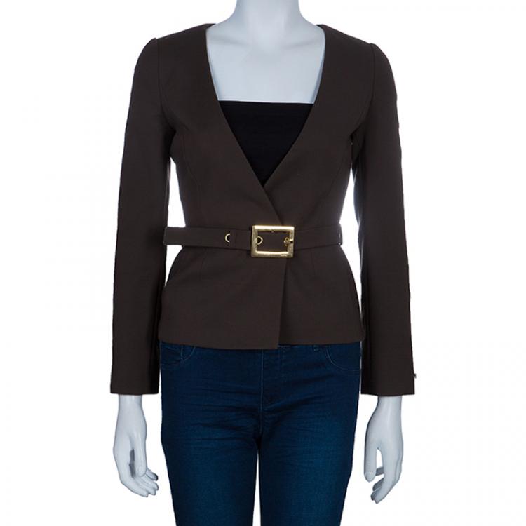 Pre Owned Gucci Olive Green Belted Blazer XS