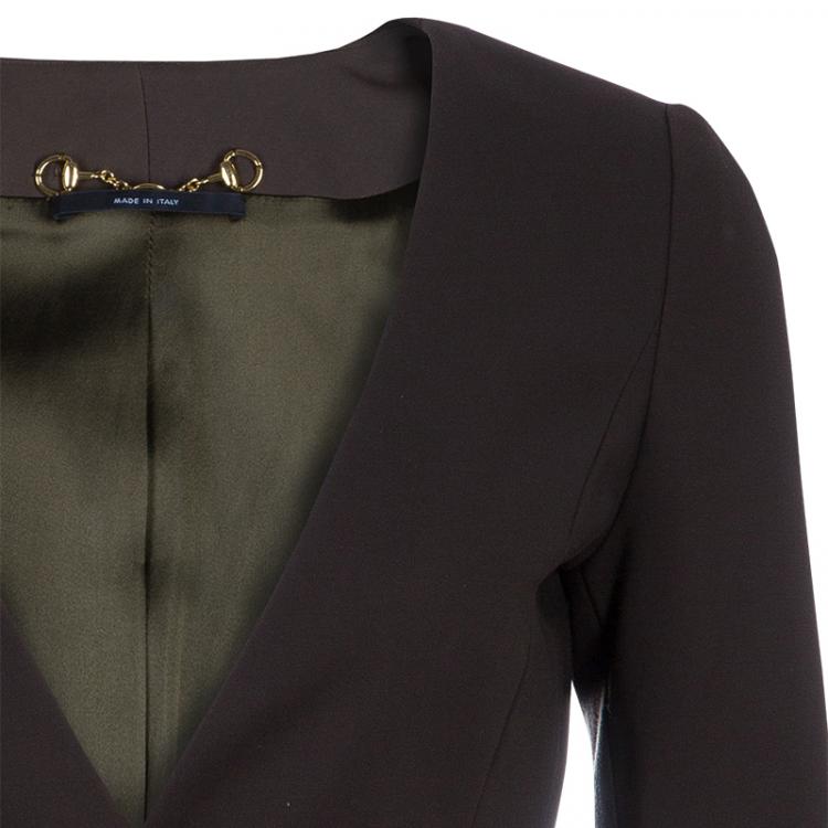 Pre Owned Gucci Olive Green Belted Blazer XS