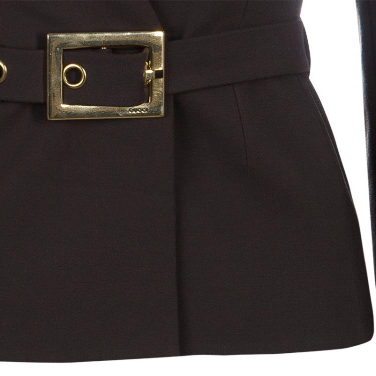 Pre Owned Gucci Olive Green Belted Blazer XS