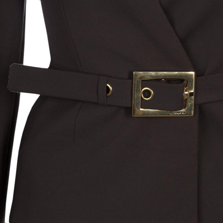 Pre Owned Gucci Olive Green Belted Blazer XS