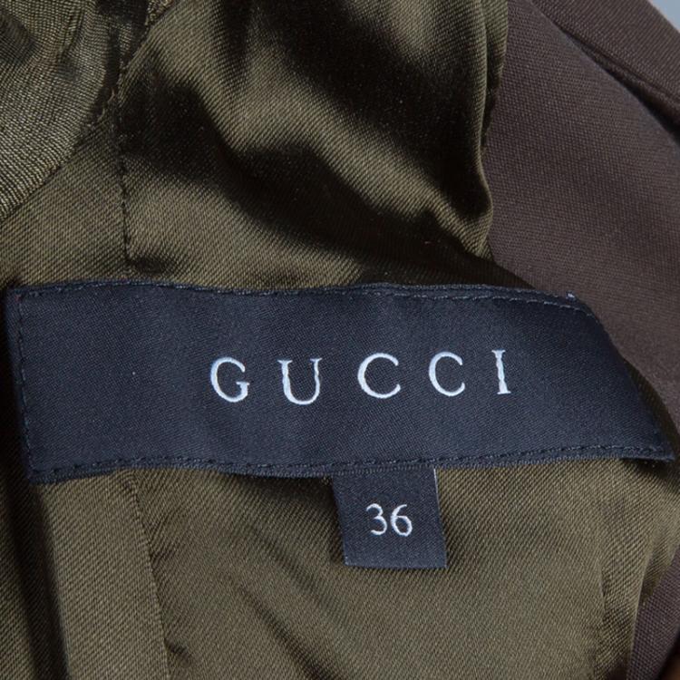 Pre Owned Gucci Olive Green Belted Blazer XS