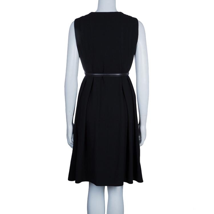 Pre Owned Gucci Black Belted A Line Dress L