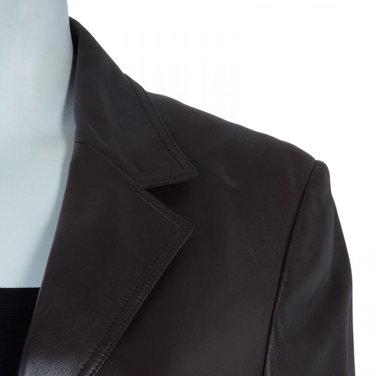 Pre Owned Gucci Brown Leather Jacket L