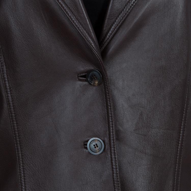 Pre Owned Gucci Brown Leather Jacket L