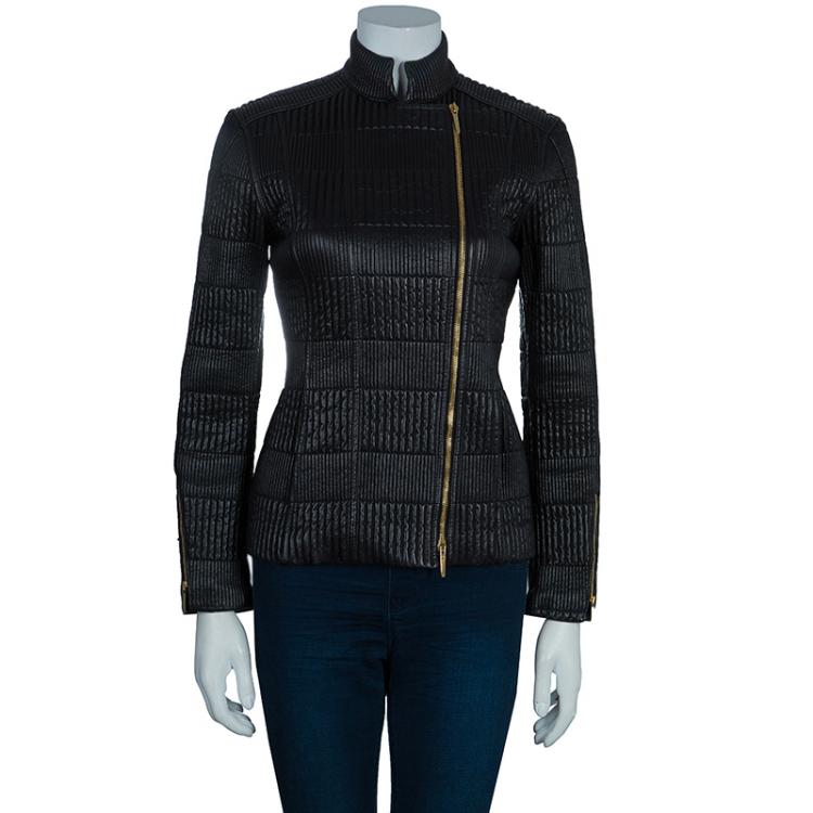 Pre Owned Gucci Black Leather Jacket M