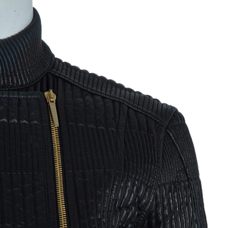 Pre Owned Gucci Black Leather Jacket M