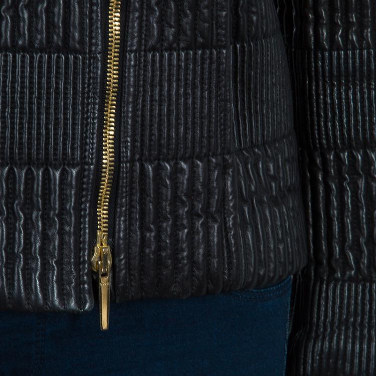 Pre Owned Gucci Black Leather Jacket M