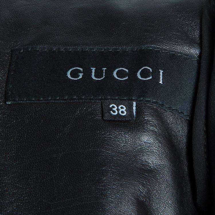 Pre Owned Gucci Black Leather Jacket M