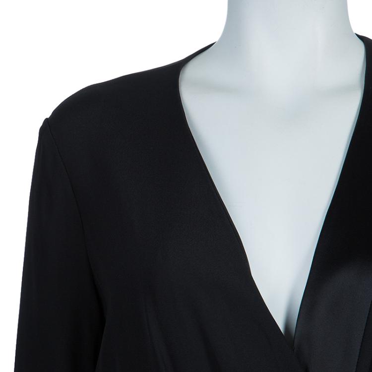 Pre Owned Gucci Black Gold Belted Dress M