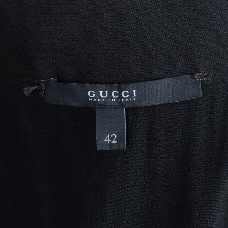 Pre Owned Gucci Black Gold Belted Dress M