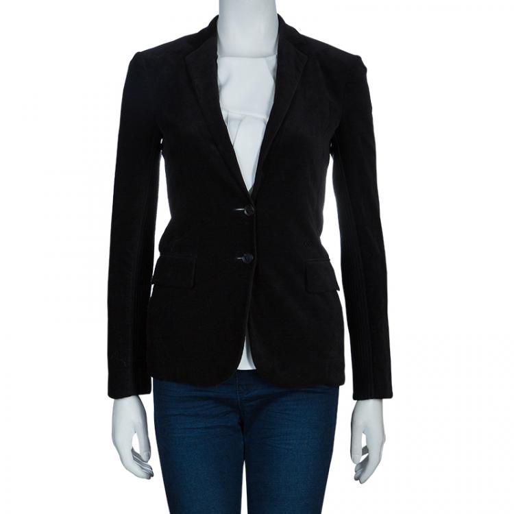Pre Owned Gucci Black Rib Detail Blazer S