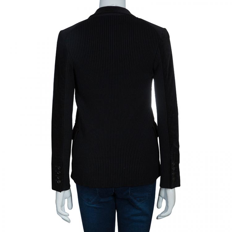Pre Owned Gucci Black Rib Detail Blazer S