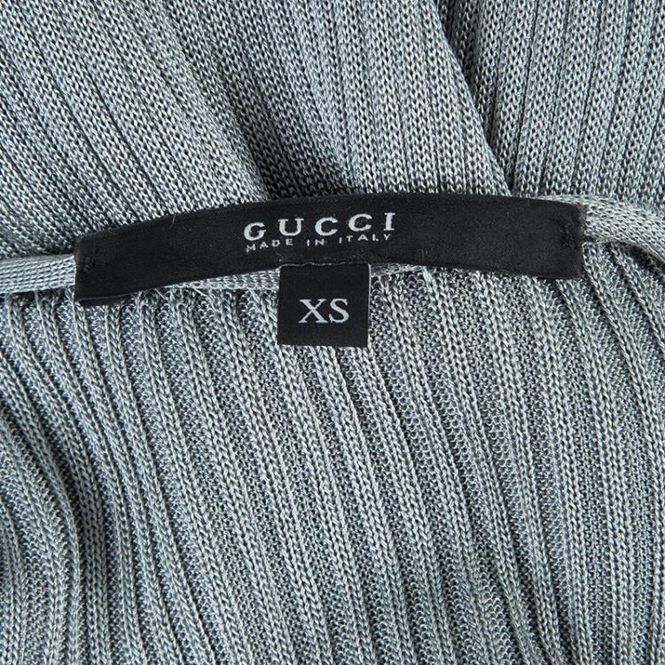Pre Owned Gucci Grey Ribbed Sleeveless Top XS