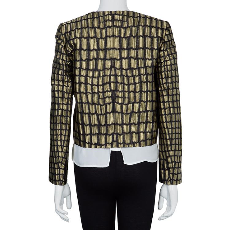 Pre Owned Gucci Metallic Gold Box Jacket S