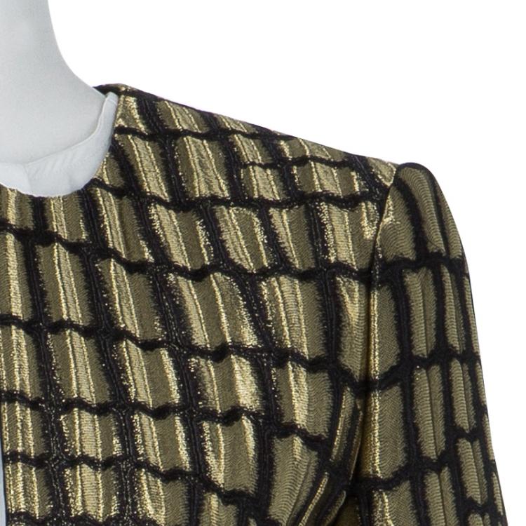 Pre Owned Gucci Metallic Gold Box Jacket S