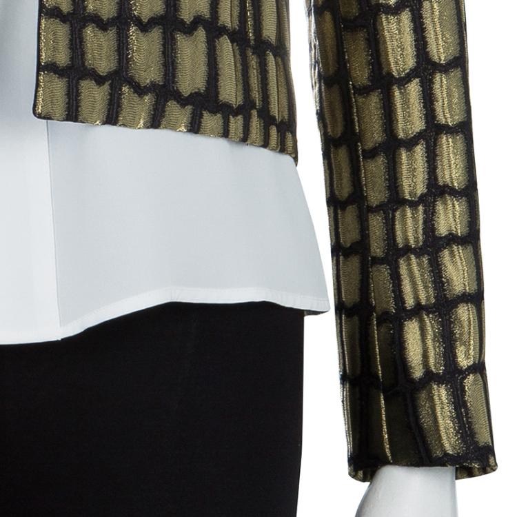 Pre Owned Gucci Metallic Gold Box Jacket S