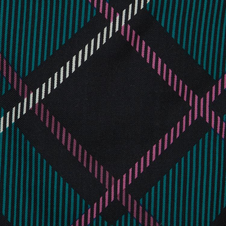 Pre Owned Gucci Multicolor Checked Wool Scarf Neck Detail Dress S