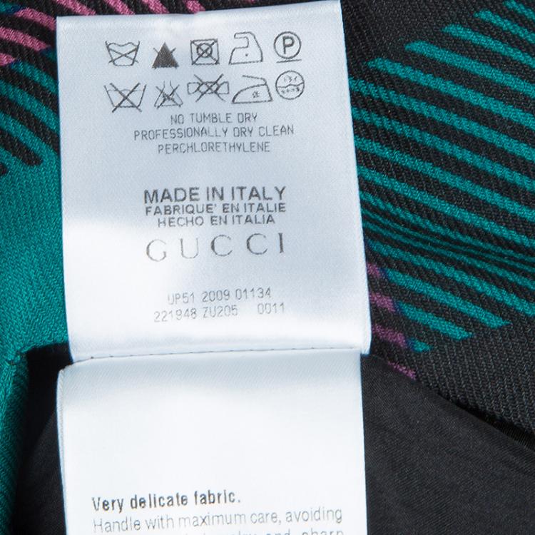 Pre Owned Gucci Multicolor Checked Wool Scarf Neck Detail Dress S